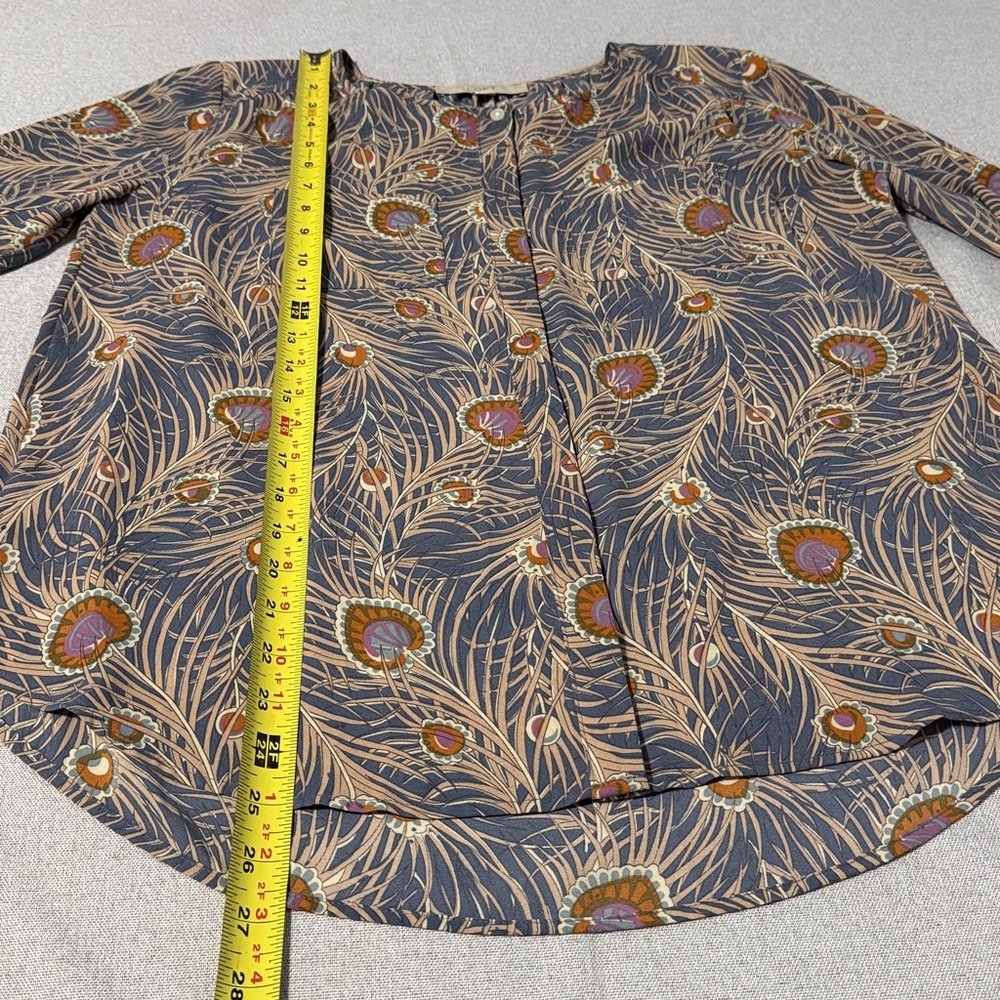 Loft Ann Taylor Women's Semi Sheer Peony Print Long-Sleeve Blouse SZS - Picture 8 of 16